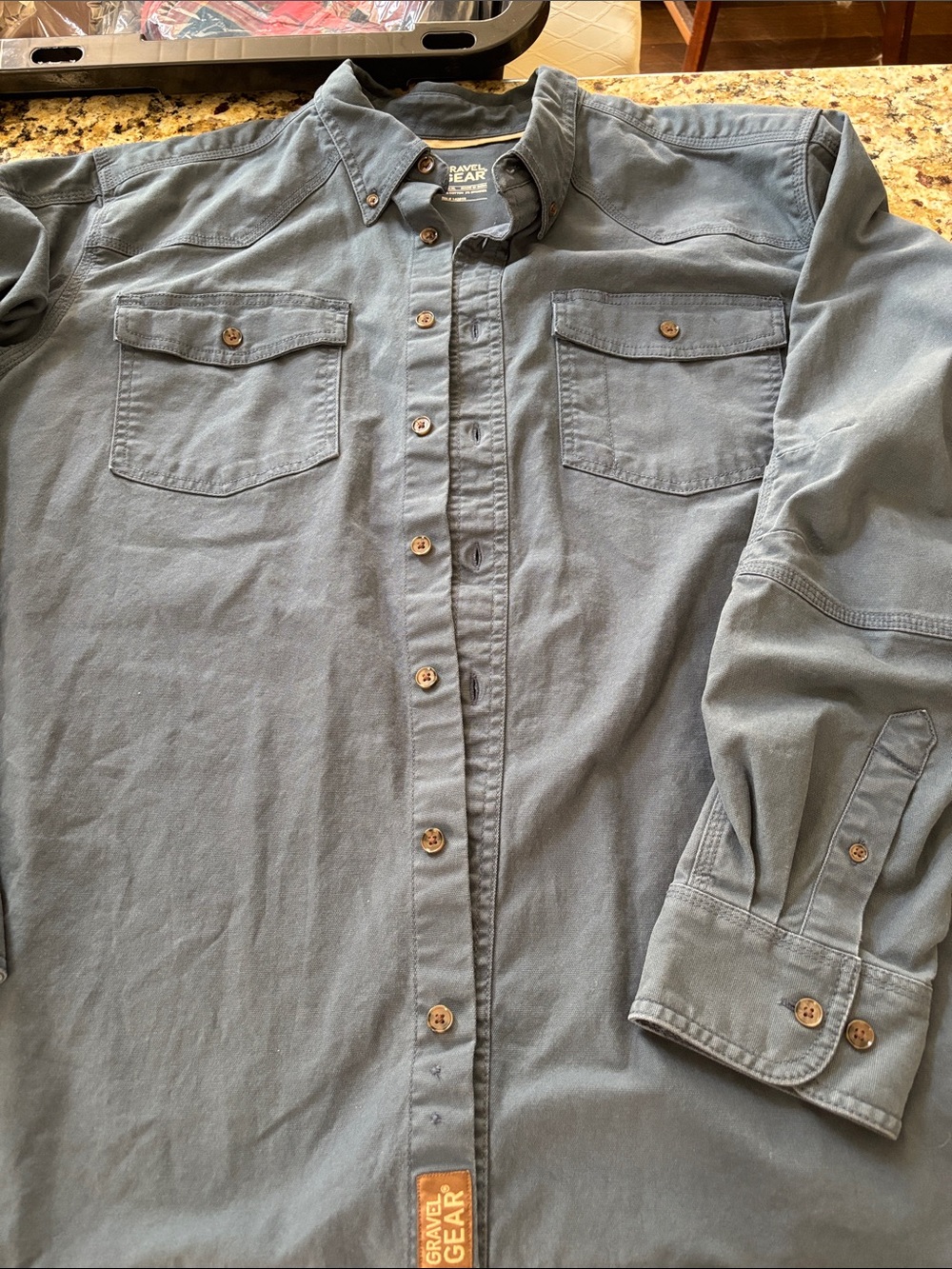 Gravel Gear Men's Button-Down Work Shirt - Slate Blue